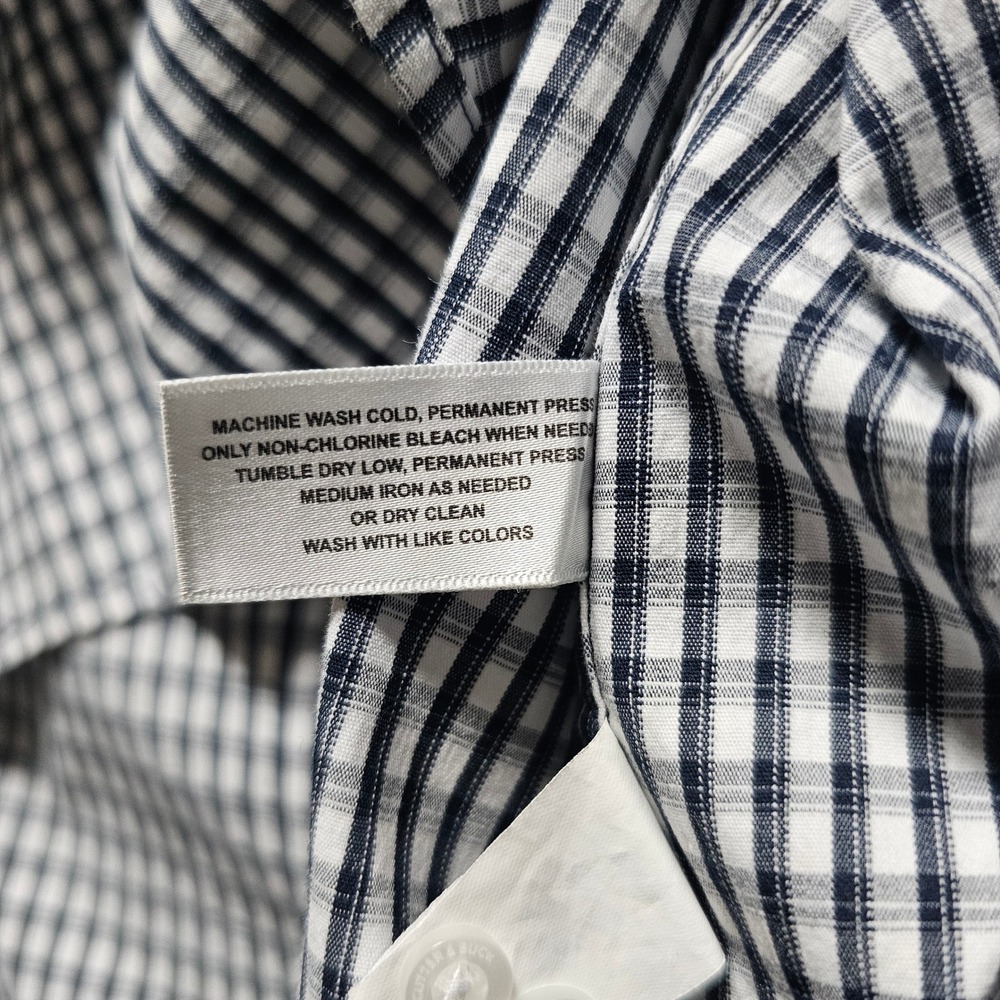 Cutter & Buck Mens 3XB Navy White Check Easy Care Stretch Button Down Shirt - Picture 9 of 9